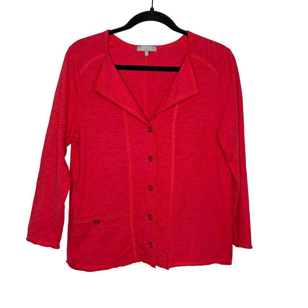Habitat Red Cotton Lagenlook Button Front Cardigan XS